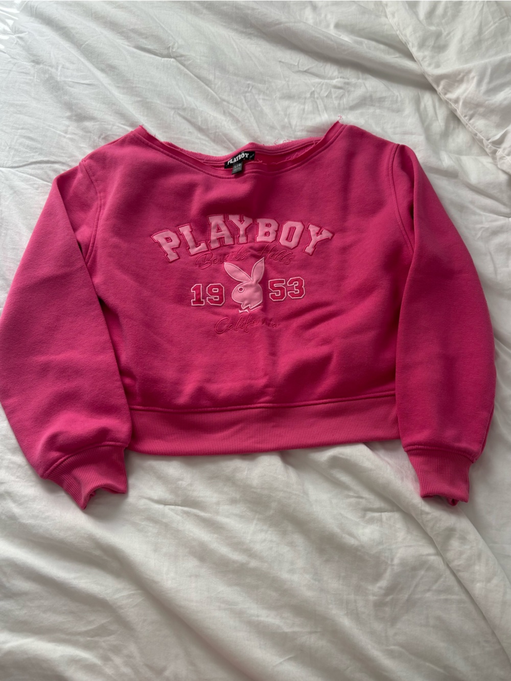PLAYBOY Pink Logo Cropped Crewneck
